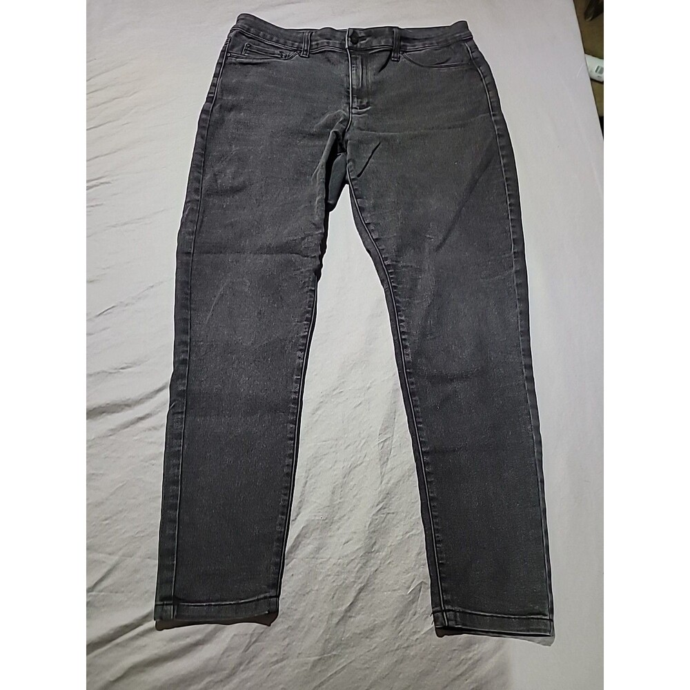 Jones New York Womens Black Denim Stretch Skinny Jeans Size 14 Mid Rise Classic